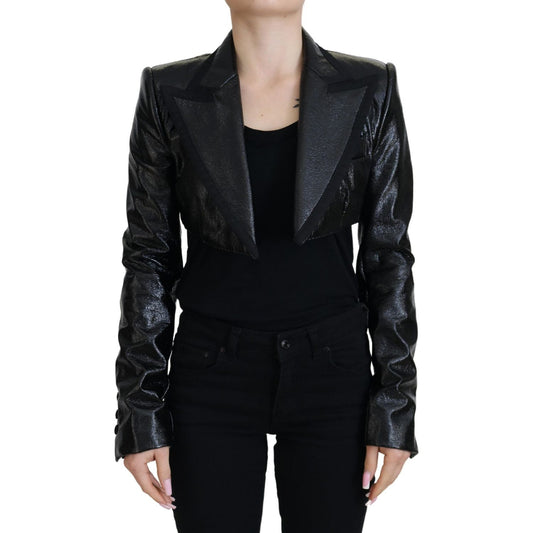 Dolce & Gabbana Elegant Cropped Black Designer Jacket Dolce & Gabbana Black