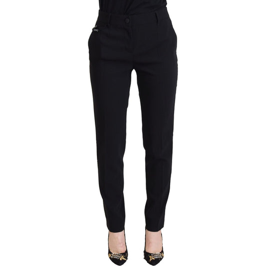 Dolce & Gabbana Elegant Black Wool-Silk Pants Dolce & Gabbana Black