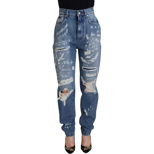 Dolce & Gabbana Chic Tattered Denim Pants - Indigo Essence Dolce & Gabbana Dim Gray