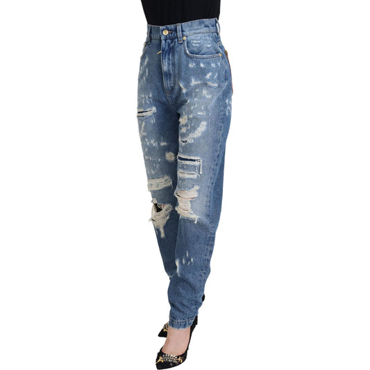 Dolce & Gabbana Chic Tattered Denim Pants - Indigo Essence Dolce & Gabbana Dim Gray