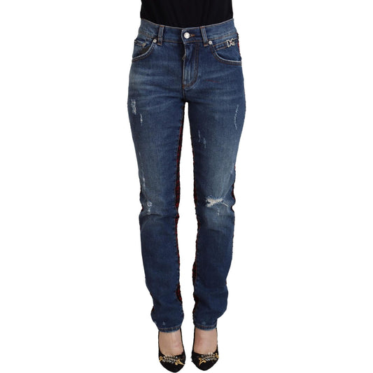 Dolce & Gabbana Elevated Elegance Checkered Back Denim Pants Jeans & Pants Dolce & Gabbana Dark Slate Gray