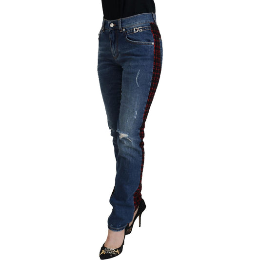 Dolce & Gabbana Elevated Elegance Checkered Back Denim Pants Jeans & Pants Dolce & Gabbana Dark Slate Gray