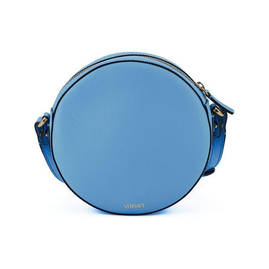 Versace Chic Blue Leather Round Shoulder Bag Versace Cadet Blue