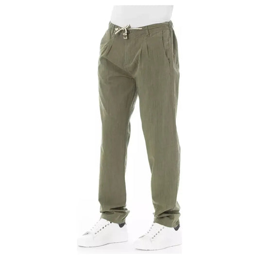 Baldinini Trend Army Cotton Men Chino Trouser Baldinini Trend Dim Gray