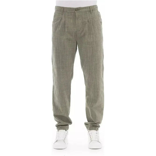Baldinini Trend Army Cotton Men Chino Trousers Baldinini Trend Slate Gray