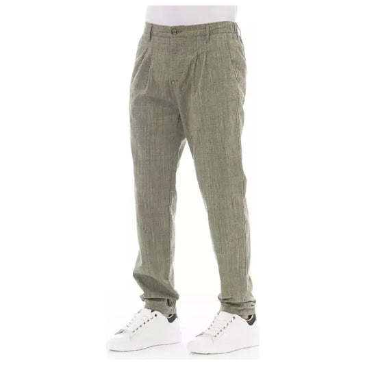 Baldinini Trend Army Cotton Men Chino Trousers Baldinini Trend Slate Gray
