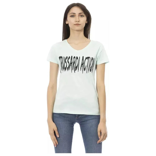Trussardi Action Light Blue Cotton Women T-Shirt Trussardi Action Dark Slate Gray