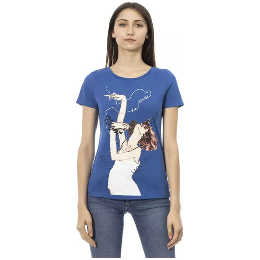 Trussardi Action Blue Cotton Women T-Shirt Trussardi Action Dark Slate Blue