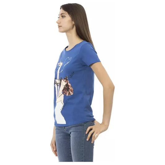 Trussardi Action Blue Cotton Women T-Shirt Trussardi Action Dim Gray