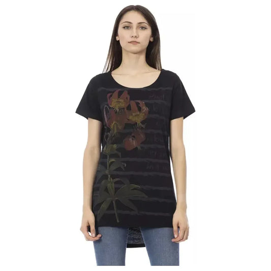 Trussardi Action Black Cotton Women T-Shirt Trussardi Action Dark Slate Gray