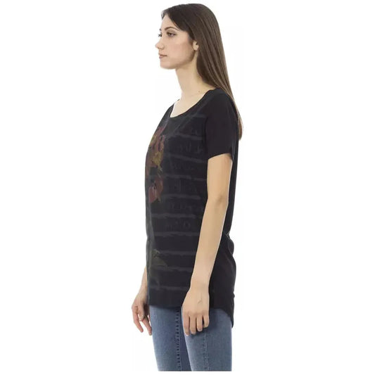 Trussardi Action Black Cotton Women T-Shirt Trussardi Action Dark Slate Gray