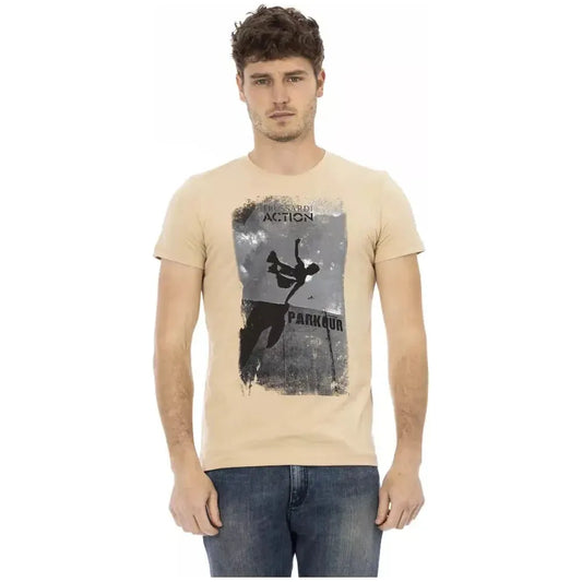 Trussardi Action Beige Cotton Men T-Shirt Trussardi Action Tan