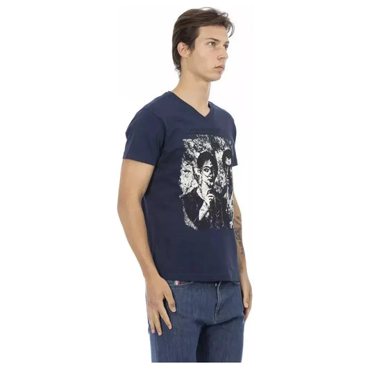 Trussardi Action Blue Cotton Men T-Shirt Trussardi Action Dark Slate Gray