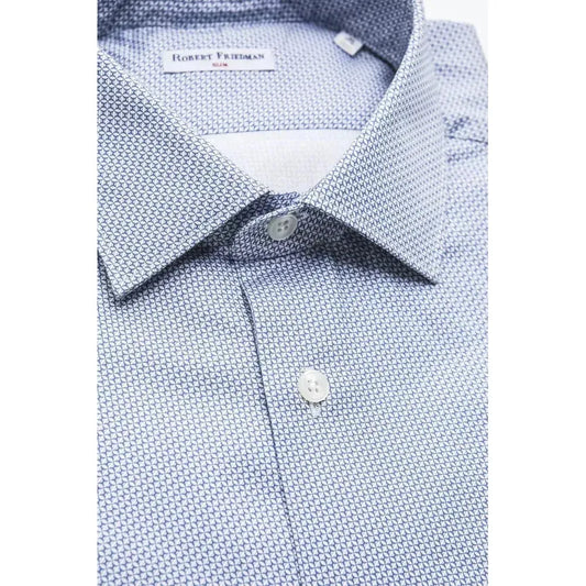 Robert Friedman Light Blue Cotton Men Shirt Robert Friedman Light Gray