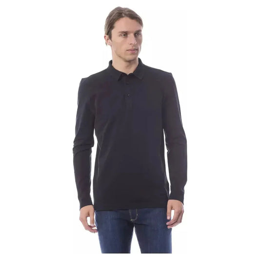 Verri Black Cotton Men's Polo Shirt Long Sleeve Verri Dark Slate Gray