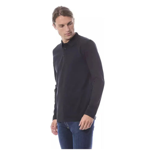 Verri Black Cotton Men's Polo Shirt Long Sleeve Verri Dark Slate Gray