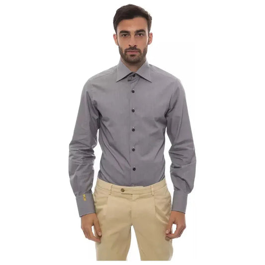 Billionaire Italian Couture Black Cotton Men Shirt Billionaire Italian Couture Light Slate Gray