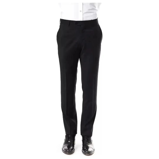 Uominitaliani Gray Wool Men's Pants Uominitaliani Black
