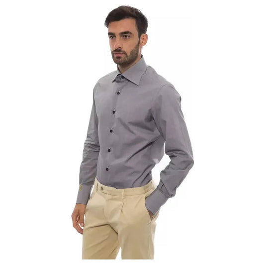 Billionaire Italian Couture Black Cotton Men Shirt Billionaire Italian Couture Rosy Brown