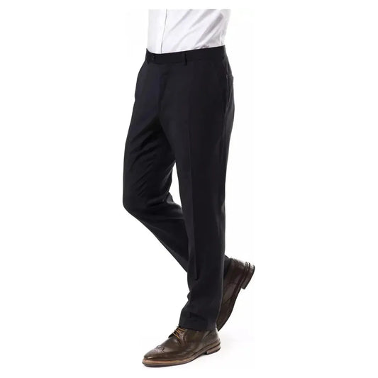 Uominitaliani Gray Wool Men Pant Uominitaliani Black