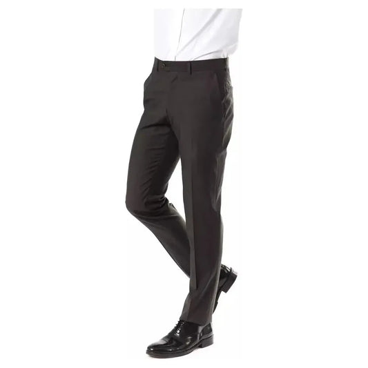 Uominitaliani Gray Wool Men's Suit Pant Uominitaliani Dark Slate Gray