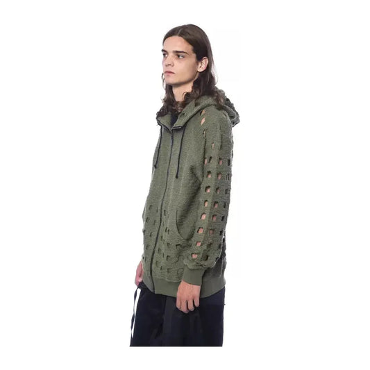 Nicolo Tonetto Army Cotton Men Sweater with Hood and Zip Closure Nicolo Tonetto Dim Gray