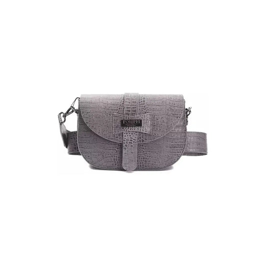 Pompei Donatella Gray Leather Women Crossbody Bag Pompei Donatella Dim Gray