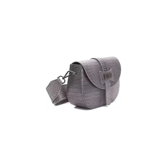 Pompei Donatella Gray Leather Women Crossbody Bag Pompei Donatella Dim Gray
