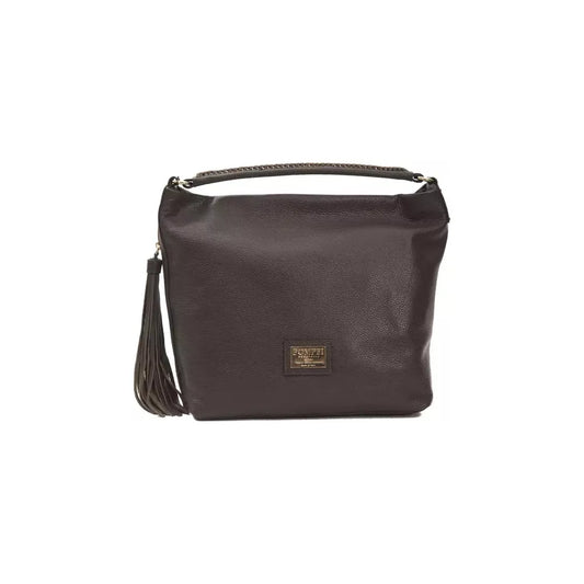 Pompei Donatella Brown Leather Women Shoulder Bag Pompei Donatella Dark Slate Gray