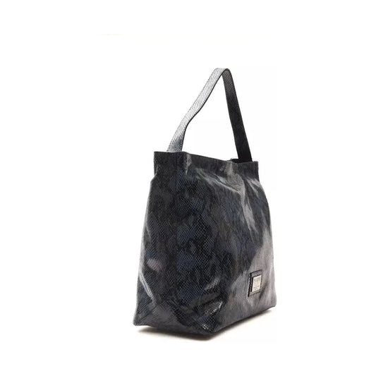 Pompei Donatella Blue Leather Women Shoulder Bag WOMAN SHOULDER BAGS Pompei Donatella Dark Slate Gray
