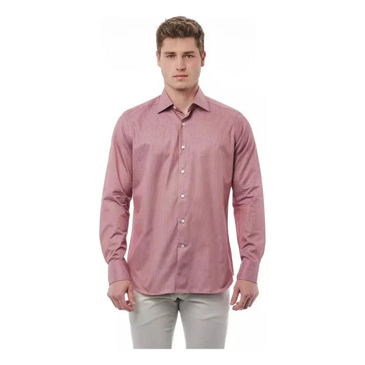 Bagutta Red Cotton Men Shirt Bagutta Rosy Brown