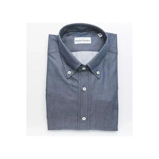 Robert Friedman "Blue Cotton Men Shirt with Button Down Design" Robert Friedman Dim Gray
