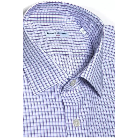 Robert Friedman Burgundy Cotton Men Shirt Robert Friedman Light Gray