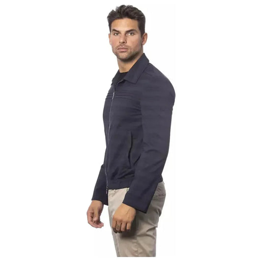 Verri Blue Wool Men Bomber Jacket Coats & Jackets Verri Dark Slate Gray