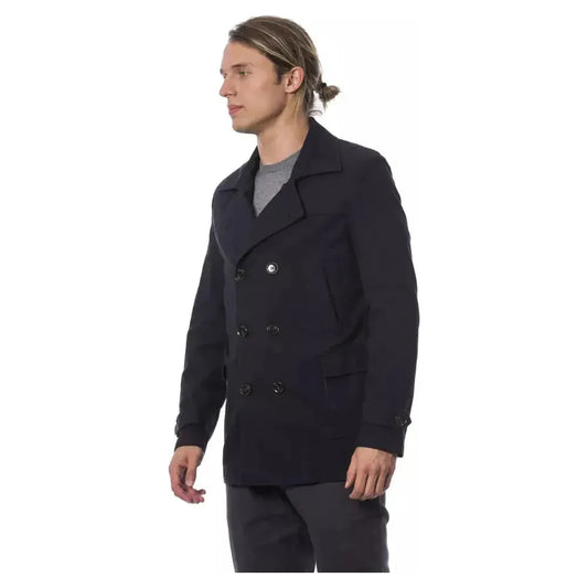 Verri Blue Cotton Men Blazer Verri Dark Slate Gray