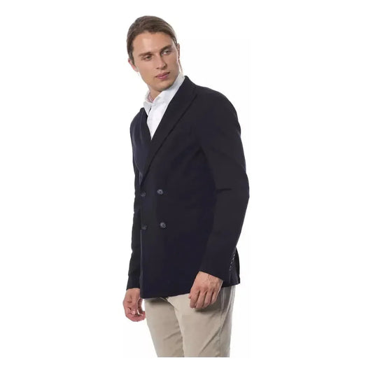 Verri Blue Viscose Men Blazer Verri Dark Gray