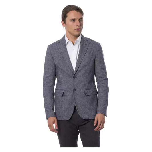 Verri Elegant Blue Single Breasted Blazer Verri Dim Gray