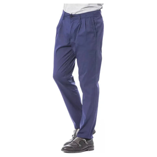Verri Blue Cotton Men's Chino Pant Verri Dark Slate Blue