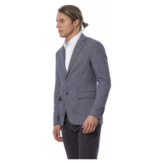 Verri Elegant Blue Single Breasted Blazer Verri Dim Gray