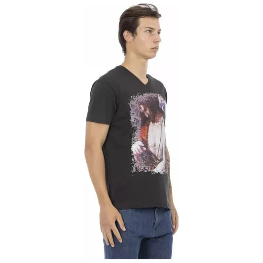 Trussardi Action Black Cotton Men T-Shirt Trussardi Action Tan