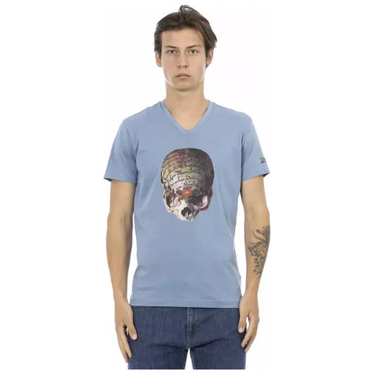 Trussardi Action Light Blue Cotton Men T-Shirt Trussardi Action Dark Gray