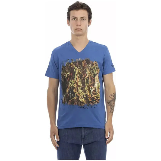 Trussardi Action Blue Cotton Men T-Shirt Trussardi Action Dim Gray