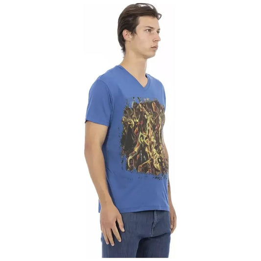 Trussardi Action Blue Cotton Men T-Shirt Trussardi Action Dim Gray
