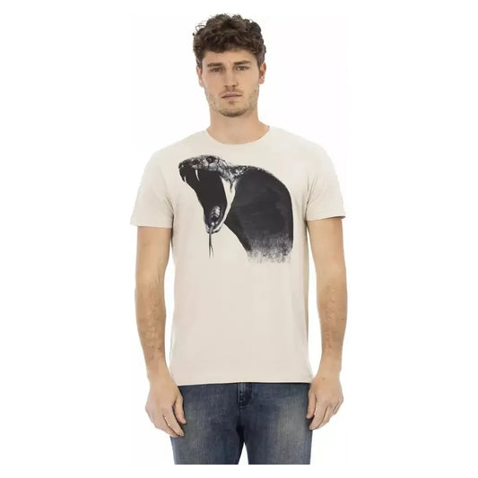 Trussardi Action Beige Cotton Men T-Shirt Trussardi Action Dark Slate Gray