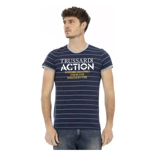 Trussardi Action Blue Cotton Men T-Shirt Trussardi Action Tan