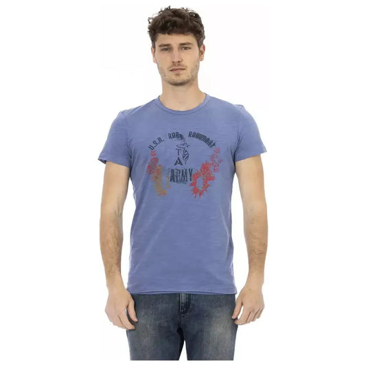 Trussardi Action Blue Cotton Men T-Shirt Trussardi Action Slate Gray