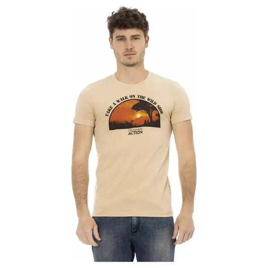 Trussardi Action Beige Cotton Men T-Shirt