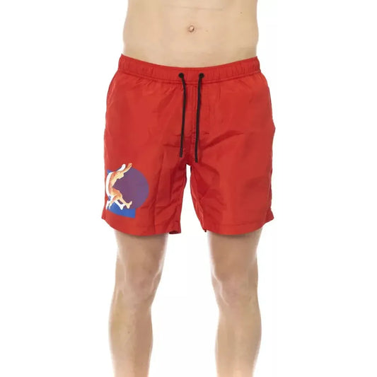 Bikkembergs Red Polyester Men Swim Short Bikkembergs Tan