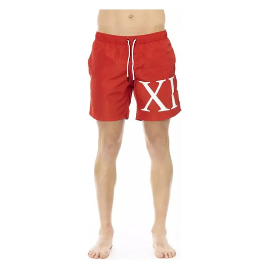 Bikkembergs Red Polyester Men Swim Short Bikkembergs Gray