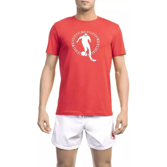 Bikkembergs Red Cotton Men T-Shirt Bikkembergs Tomato